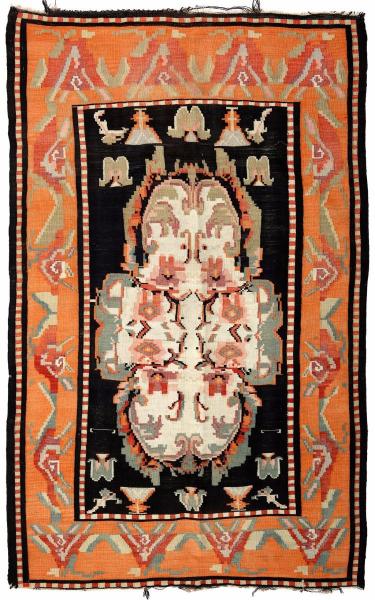 KARABAKH BLACK HANDWOVEN RUG 146x223