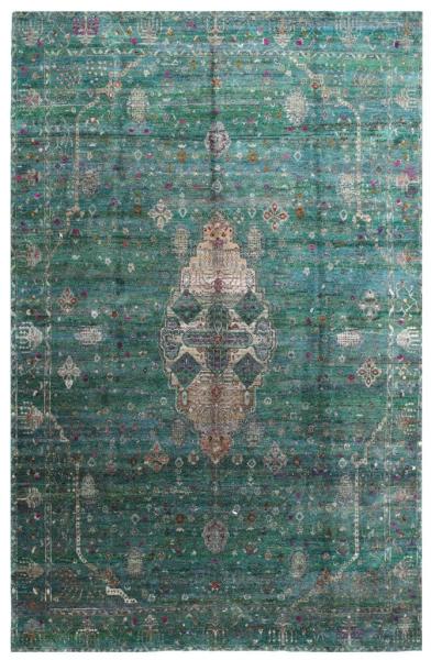 SARI SİLK EL DOKUMA HALI YEŞİL 275x425